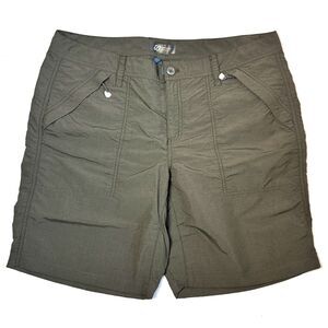 Women's Eddie Bauer Sport Shorts Sz 16 Olive Green Nylon 4 Pockets
